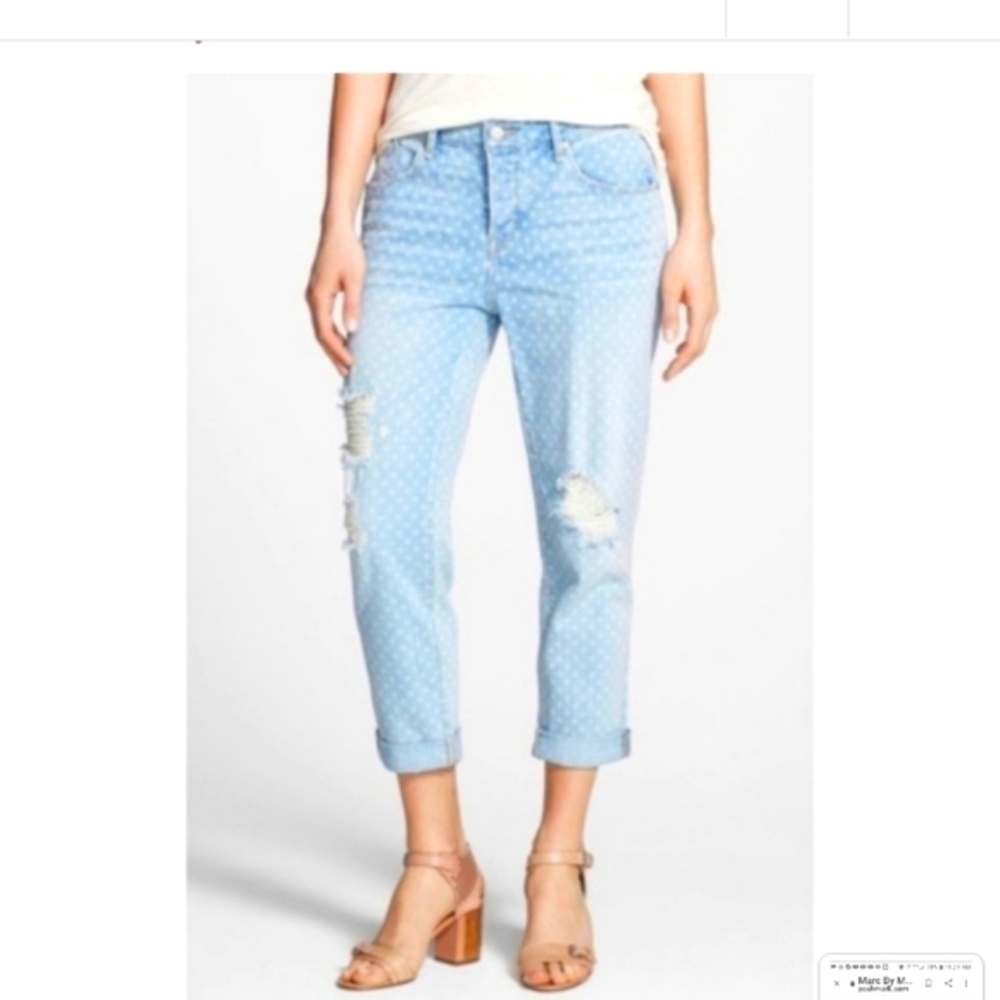 MARC JACOBS JESSIE BOYFRIEND WORKWEAR MID RISE LOOSE FIT WITH BLOCK PRINT CUTE!